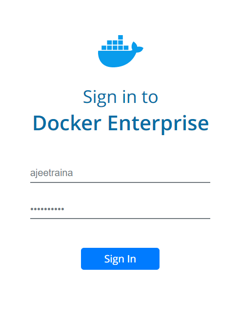 Docker enterprise sign in