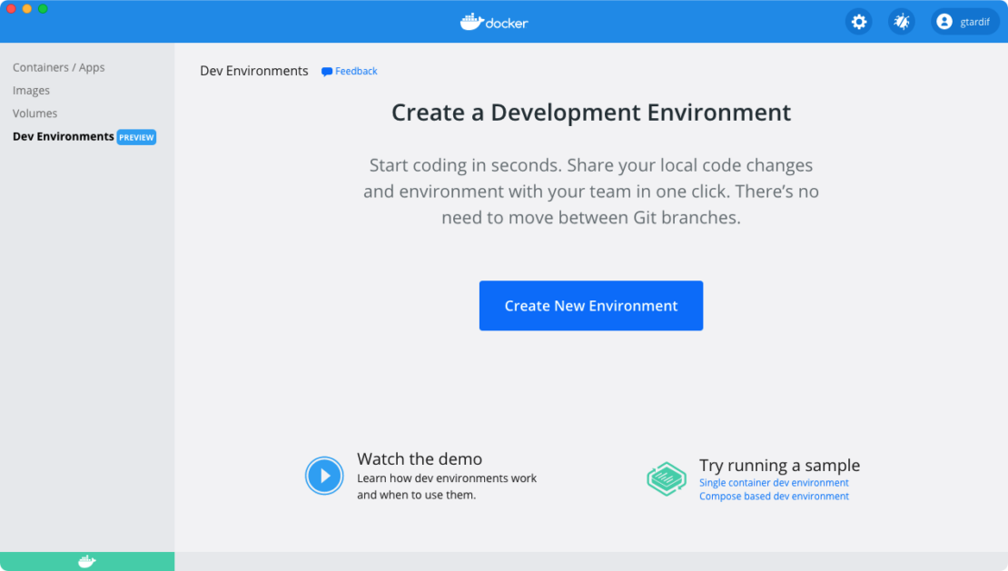 Dev Environments Docker Desktop