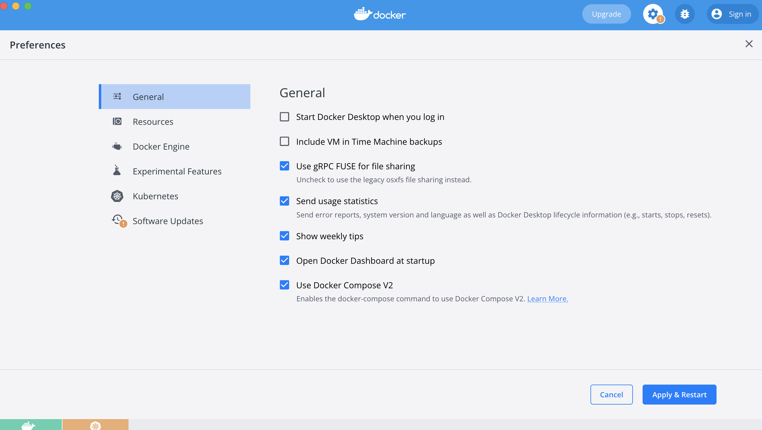 How to turn on Docker Compose v2