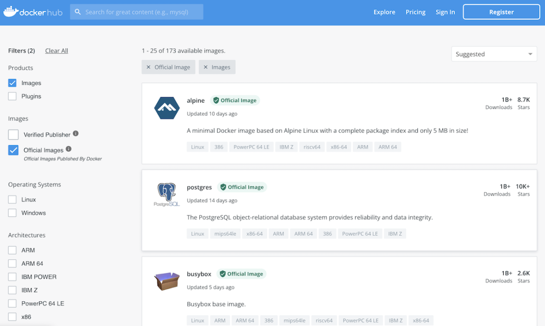 Docker Hub Screenshot