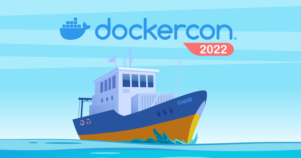 Docker's Ukraine-colored ship sails the open seas.