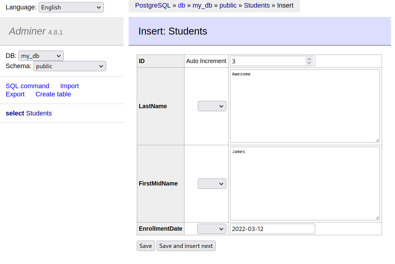 creating a student record