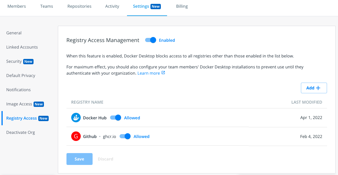 Registry Access Management on Docker Hub