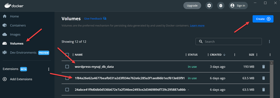 Volumes Interface Top Level