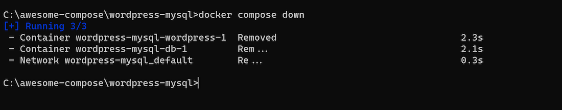 Compose Down Output