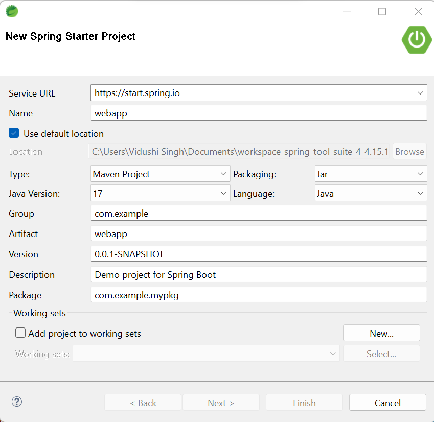 Spring Start webapp