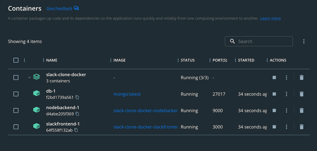 Docker Desktop Container UI