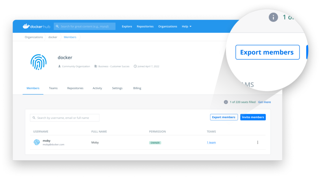 export members docker hub