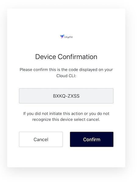Calyptia Core Docker Extension device confirmation.