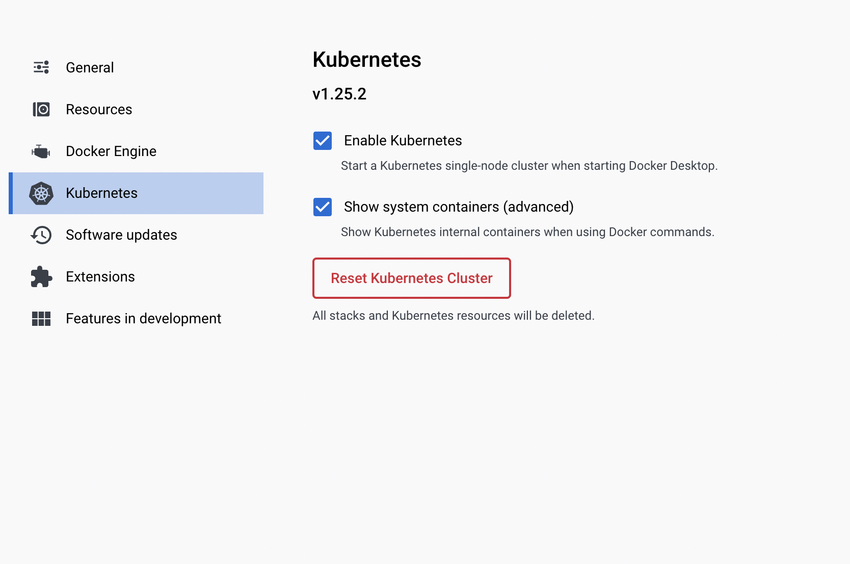 Enable Kubernetes in Docker Desktop.