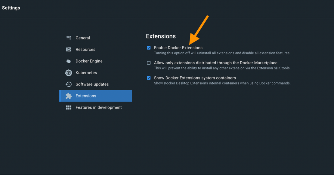 step one enable kubescape extension