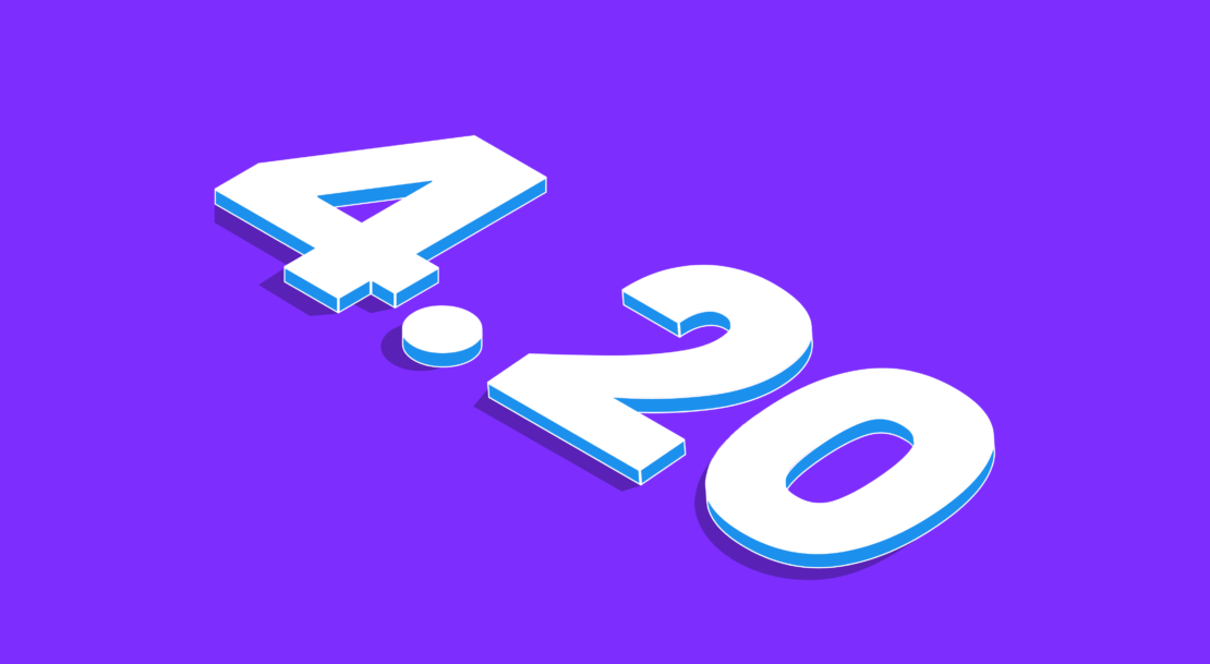 Feature graphic with white 4.20 text on purple background