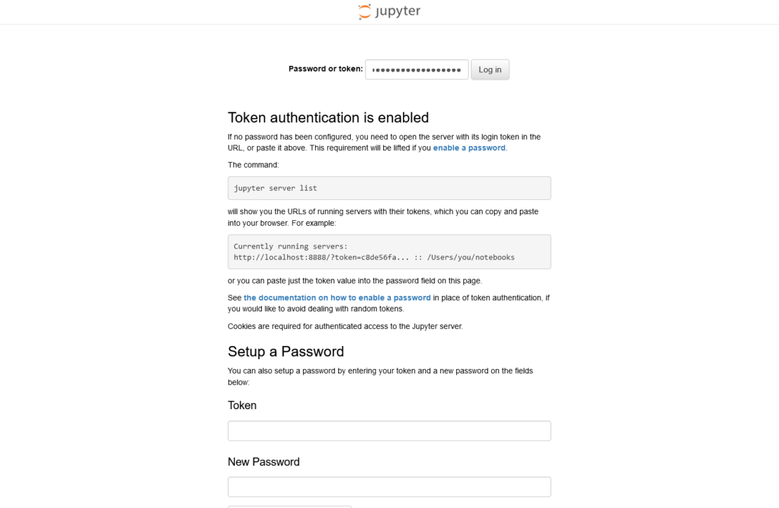 Screenshot showing Token authentication setup.