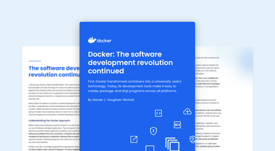 Image showing an article by Steven J. Vaughan-Nichols titled "Docker: The software development revolution continued"