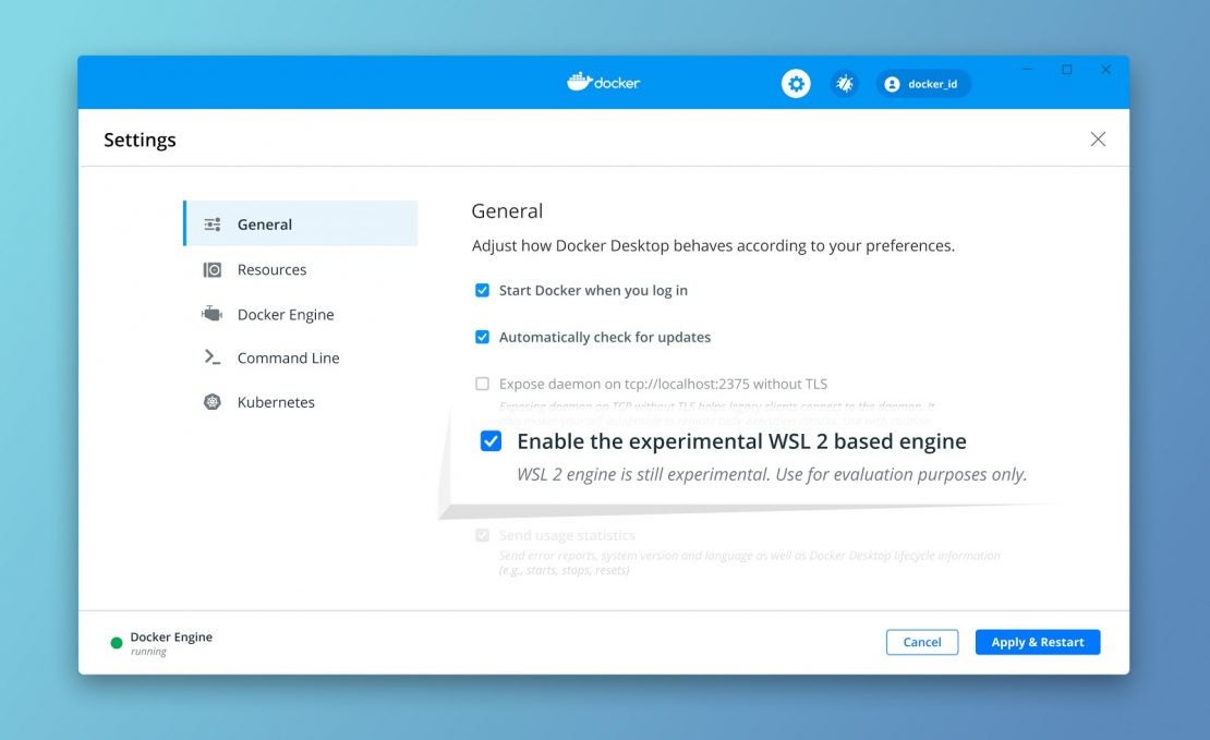 wsl2 docker settings