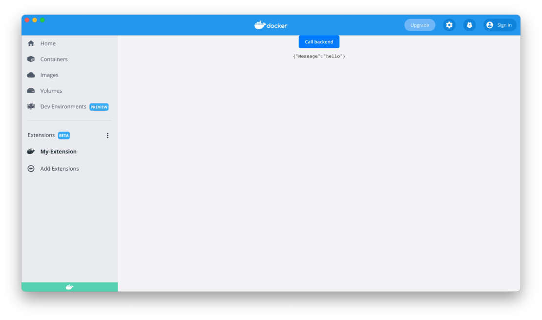 Docker Extensions Beta スクリーンショット