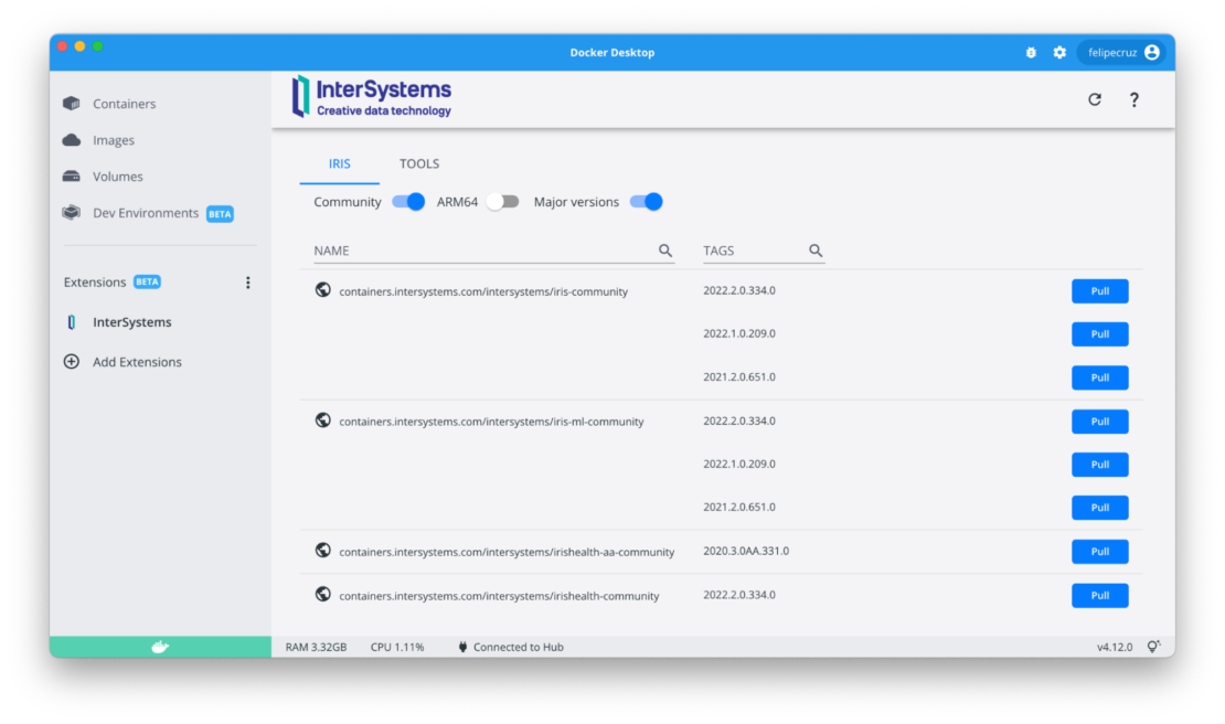 InterSystems Docker 拡張機能