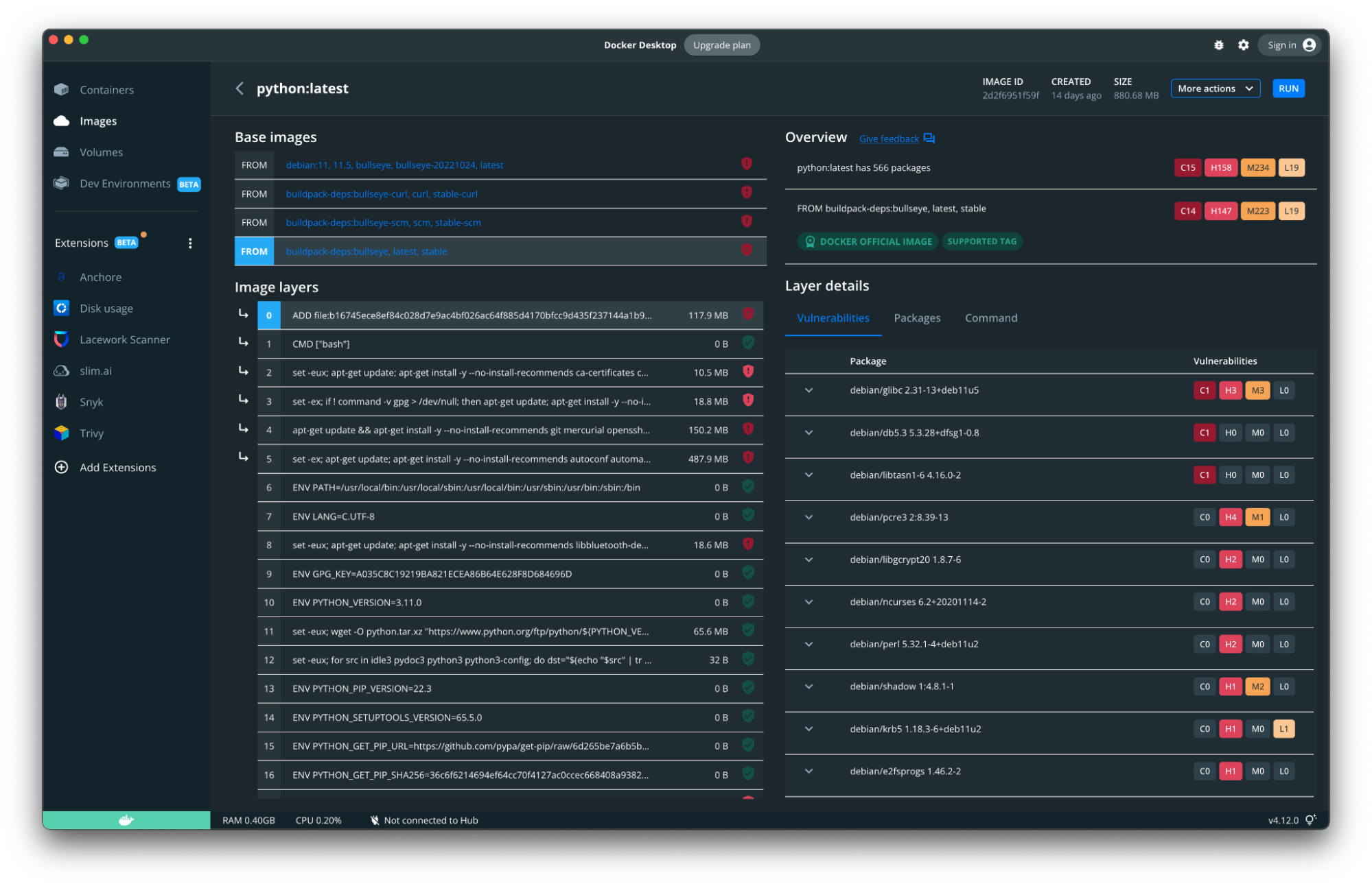 Docker パッケージの脆弱性