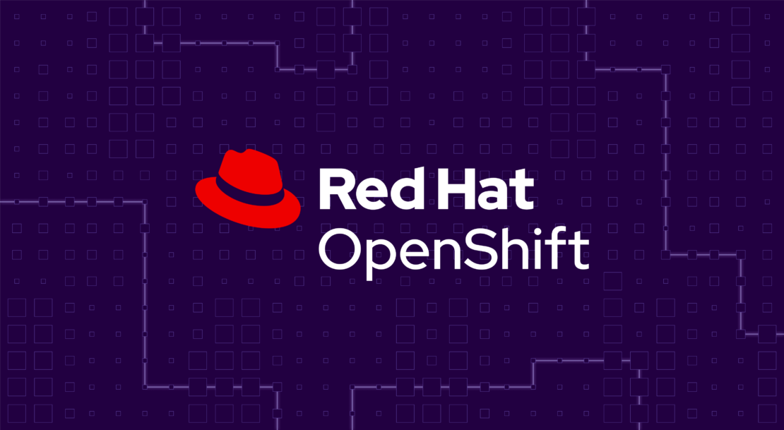 紫色の背景に「OpenSHift」の文字が入った Red Hat のロゴ