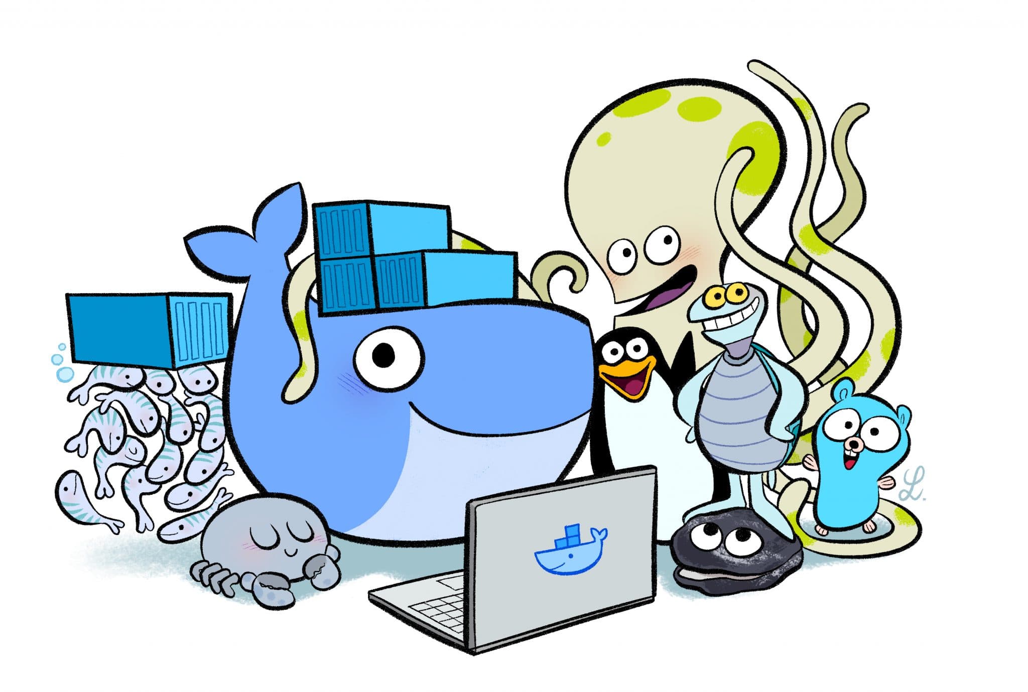 Docker images. Docker. Docker картинки. Docker осьминог. Docker anime.